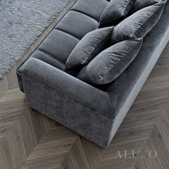 ALUXO® Gramercy 3 & 2 Seater Sofas in Steel Grey Velvet – Modern Luxury