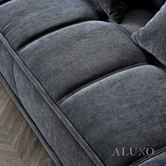 ALUXO® Gramercy 3 & 2 Seater Sofas in Steel Grey Velvet – Modern Luxury