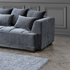 ALUXO® Gramercy 3 & 2 Seater Sofas in Steel Grey Velvet – Modern Luxury