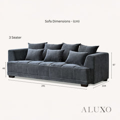 ALUXO® Gramercy 3 & 2 Seater Sofas in Steel Grey Velvet – Modern Luxury