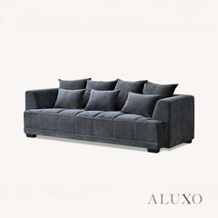ALUXO® Gramercy 3 & 2 Seater Sofas in Steel Grey Velvet – Modern Luxury