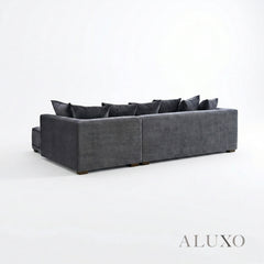 ALUXO® Gramercy Right Hand Facing (RHF) Corner Sofa – Steel Grey Velvet