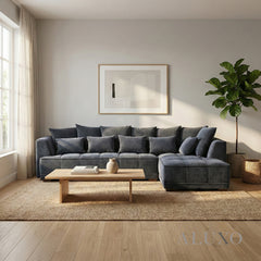 ALUXO® Gramercy Right Hand Facing (RHF) Corner Sofa – Steel Grey Velvet