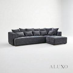 ALUXO® Gramercy Right Hand Facing (RHF) Corner Sofa – Steel Grey Velvet