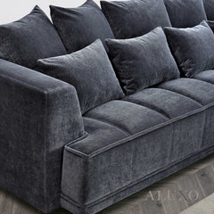 ALUXO® Gramercy Right-Hand Corner Sofa – Steel Velvet Bouclé Fabric