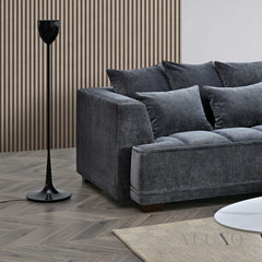 ALUXO® Gramercy Right-Hand Corner Sofa – Steel Velvet Bouclé Fabric