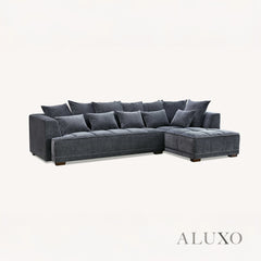 ALUXO® Gramercy Right-Hand Corner Sofa – Steel Velvet Bouclé Fabric