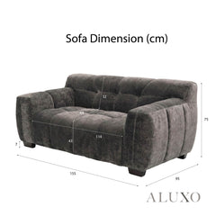 ALUXO® Harlem 2 Seater Compact Sofa – Cocoa Chocolate Velvet | Deep Channel Stitched