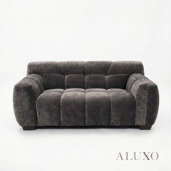 ALUXO® Harlem 2 Seater Compact Sofa – Cocoa Chocolate Velvet | Deep Channel Stitched