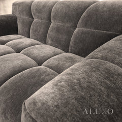 ALUXO® Harlem 2/3 Seater Sofa, Armchair & Footstool – Cocoa Chocolate Velvet