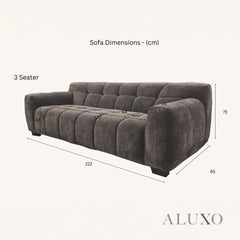 ALUXO® Harlem 2/3 Seater Sofa, Armchair & Footstool – Cocoa Chocolate Velvet