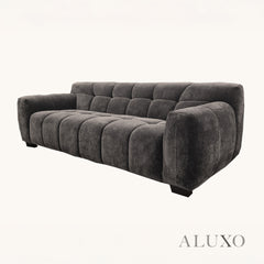 ALUXO® Harlem 2/3 Seater Sofa, Armchair & Footstool – Cocoa Chocolate Velvet