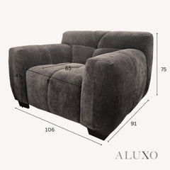 ALUXO® Harlem 2/3 Seater Sofa, Armchair & Footstool – Cocoa Chocolate Velvet