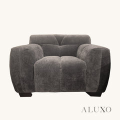 ALUXO® Harlem 2/3 Seater Sofa, Armchair & Footstool – Cocoa Chocolate Velvet