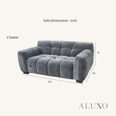 ALUXO® Harlem 2/3 Seater Sofa, Armchair & Footstool – Steel Grey Velvet