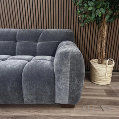 ALUXO® Harlem 2/3 Seater Sofa, Armchair & Footstool – Steel Grey Velvet