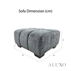 ALUXO® Harlem Full Sofa Set – Steel Grey Mermaid Velvet | 3+2 Seater, Armchair & Footstool