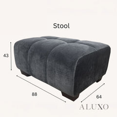 ALUXO® Harlem 2/3 Seater Sofa, Armchair & Footstool – Steel Grey Velvet