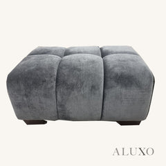 ALUXO® Harlem 2/3 Seater Sofa, Armchair & Footstool – Steel Grey Velvet