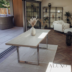 Ivar 180cm Slimline Light Pine Wood Dining Table with Chrome Legs