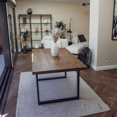 Ivar Dining Table – 180cm x 90cm Solid Pine Wood with Matte Black Legs