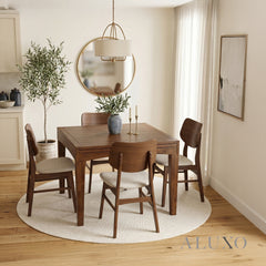 ALUXO® Journey 90-180cm Walnut Dining Table - Square Extendable Rectangular Top