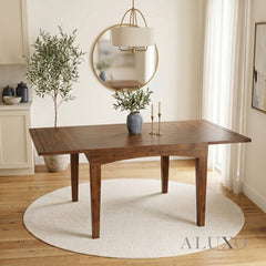 ALUXO® Journey 90-180cm Walnut Dining Table - Square Extendable Rectangular Top