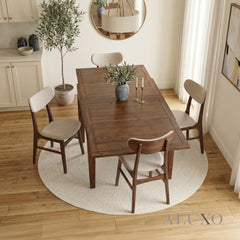 ALUXO® Journey 90-180cm Walnut Dining Table - Square Extendable Rectangular Top