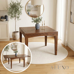 ALUXO® Journey 90-180cm Walnut Dining Table - Square Extendable Rectangular Top