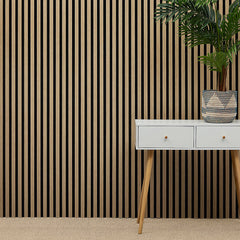 Acoustic Slatted Wall Panels 240 x 60cm - Natural Oak