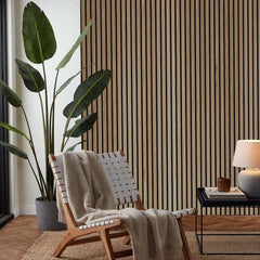 Acoustic Slatted Wall Panels 240 x 60cm - Natural Oak