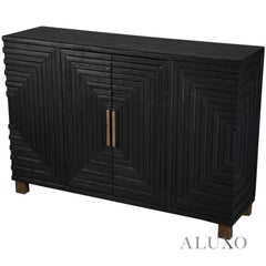 Lennox Black 2 Door Sideboard – Modern Wooden Storage Unit in Noir Finish, 90cm