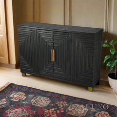 Lennox Black 2 Door Sideboard – Modern Wooden Storage Unit in Noir Finish, 90cm