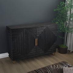 Lennox Black 2 Door Sideboard – Modern Wooden Storage Unit in Noir Finish, 90cm