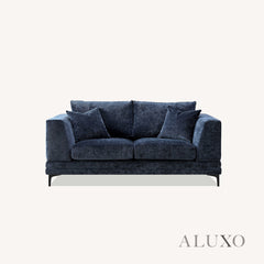 ALUXO® Lenox 3 & 2 Seater Sofa – Aegean Blue Velvet | Mid-Century Modern Comfort