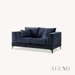 ALUXO® Lenox 3 & 2 Seater Sofa – Aegean Blue Velvet | Mid-Century Modern Comfort