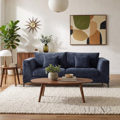 ALUXO® Lenox 3+2 Seater Sofa Set – Aegean Blue Mermaid Velvet | Mid-Century Modern