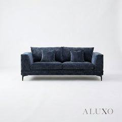 ALUXO® Lenox 3 Seater Sofa – Aegean Blue Mermaid Velvet | Mid-Century Modern