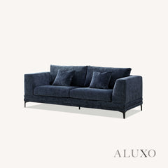 ALUXO® Lenox 3 & 2 Seater Sofa – Aegean Blue Velvet | Mid-Century Modern Comfort