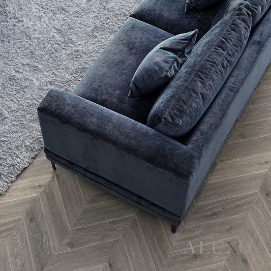 ALUXO® Lenox 3 & 2 Seater Sofa – Aegean Blue Velvet | Mid-Century Modern Comfort