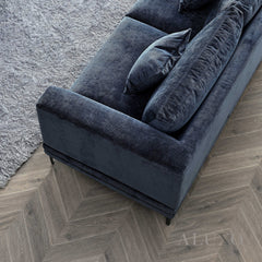 ALUXO® Lenox 3 & 2 Seater Sofa – Aegean Blue Velvet | Mid-Century Modern Comfort