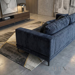 ALUXO® Lenox 3 Seater Sofa – Aegean Blue Mermaid Velvet | Mid-Century Modern