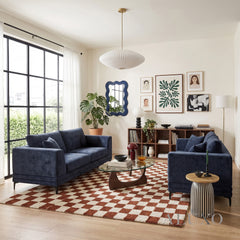 ALUXO® Lenox 3+2 Seater Sofa Set – Aegean Blue Mermaid Velvet | Mid-Century Modern
