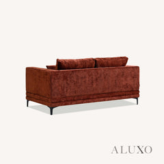 ALUXO® Lenox 3 & 2 Seater Sofa – Rust Velvet | Mid-Century Modern Comfort