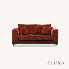 ALUXO® Lenox 3 & 2 Seater Sofa – Rust Velvet | Mid-Century Modern Comfort