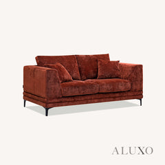 ALUXO® Lenox 3 & 2 Seater Sofa – Rust Velvet | Mid-Century Modern Comfort