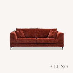 ALUXO® Lenox 3 & 2 Seater Sofa – Rust Velvet | Mid-Century Modern Comfort