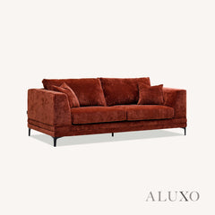 ALUXO® Lenox 3 & 2 Seater Sofa – Rust Velvet | Mid-Century Modern Comfort