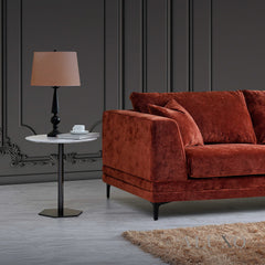 ALUXO® Lenox 3 & 2 Seater Sofa – Rust Velvet | Mid-Century Modern Comfort
