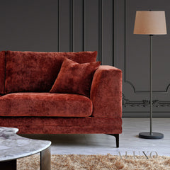 ALUXO® Lenox 3 & 2 Seater Sofa – Rust Velvet | Mid-Century Modern Comfort